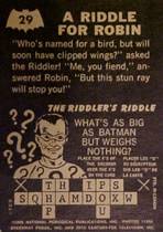 Front and back of cards number 19 and 29 of the O-Pee-Chee Riddlers Riddle set